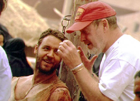 Scott y Russel Crowe durante el rodaje de 'Gladiator'.